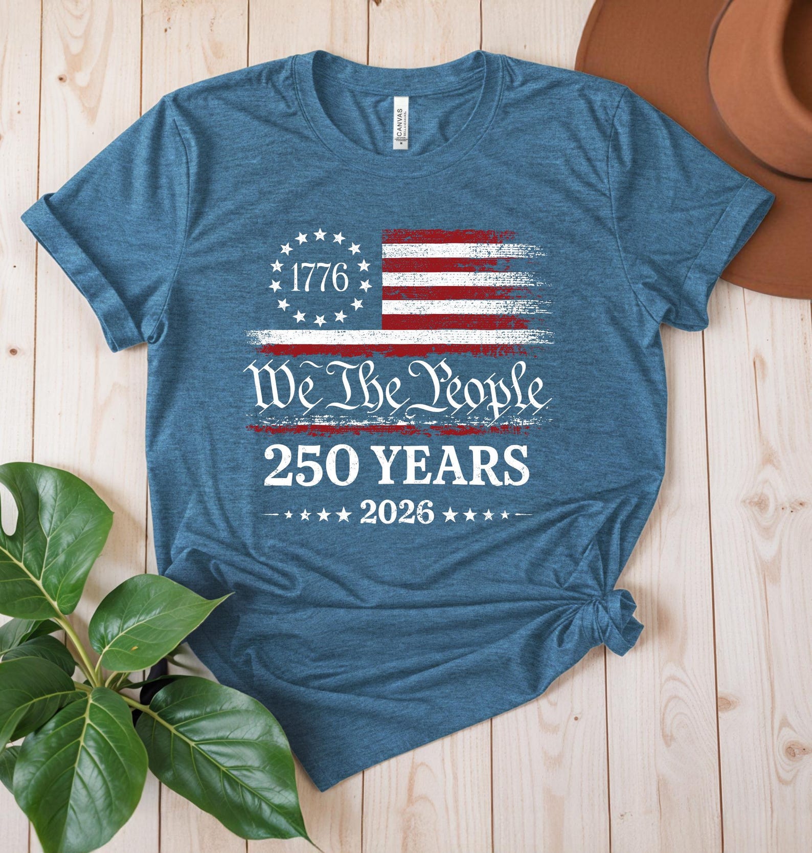 250th America Anniversary Shirt, US 250 Years T-shirt, Patriotic Tee with USA Flag, We The People Shirt, Retro Independence Day Women V-neck