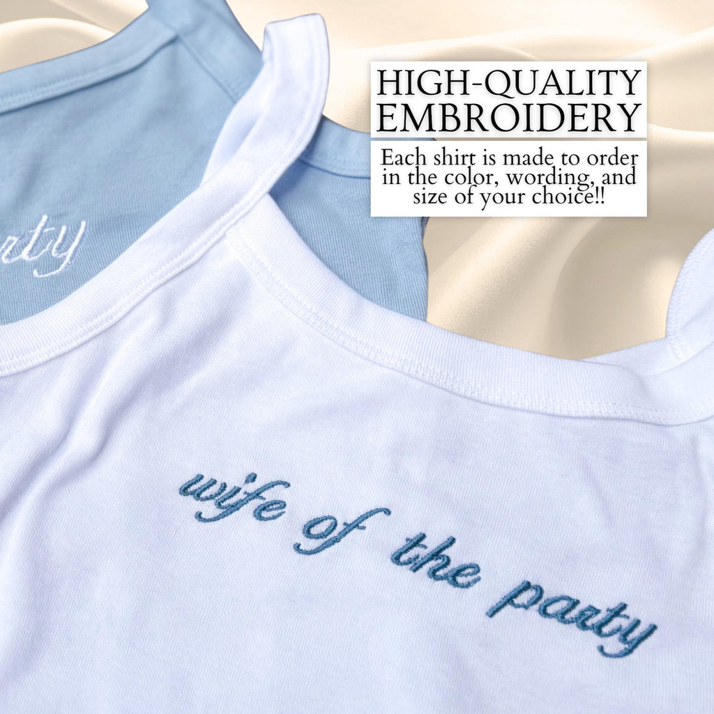 Custom Bach Party Tank Personalized Bride Tank Embroidered Bridesmaid Top Wedding Weekend Girls Trip Shirt Matching Bachelorette Outfit