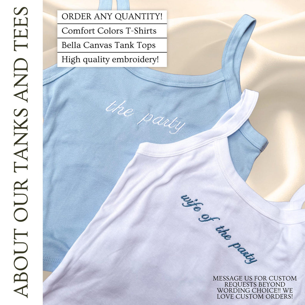 Custom Bach Party Tank Personalized Bride Tank Embroidered Bridesmaid Top Wedding Weekend Girls Trip Shirt Matching Bachelorette Outfit
