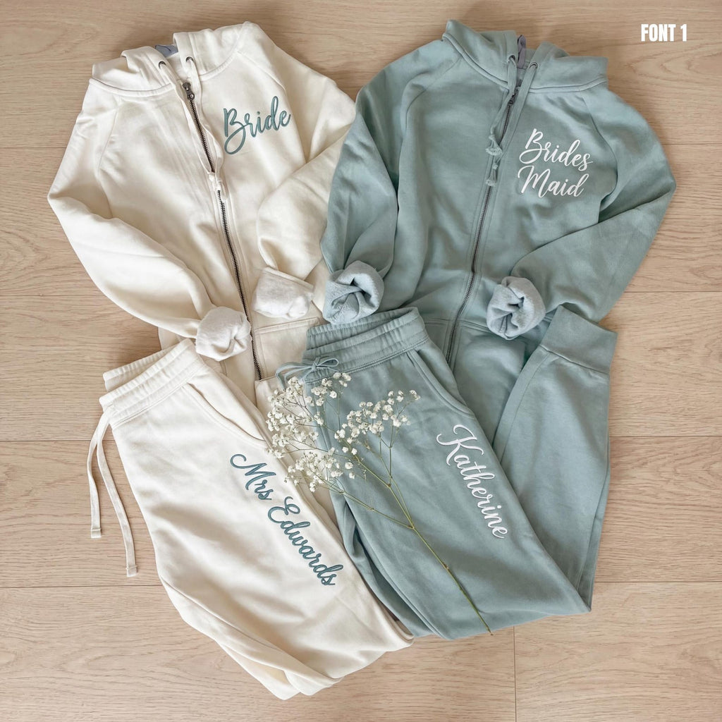 Mrs. Lounge Set Airport Outfit for Bride , Custom Embroidered Bride Tank, Bridal Shower, Custom Engagement Gift, Wedding Day Pajama