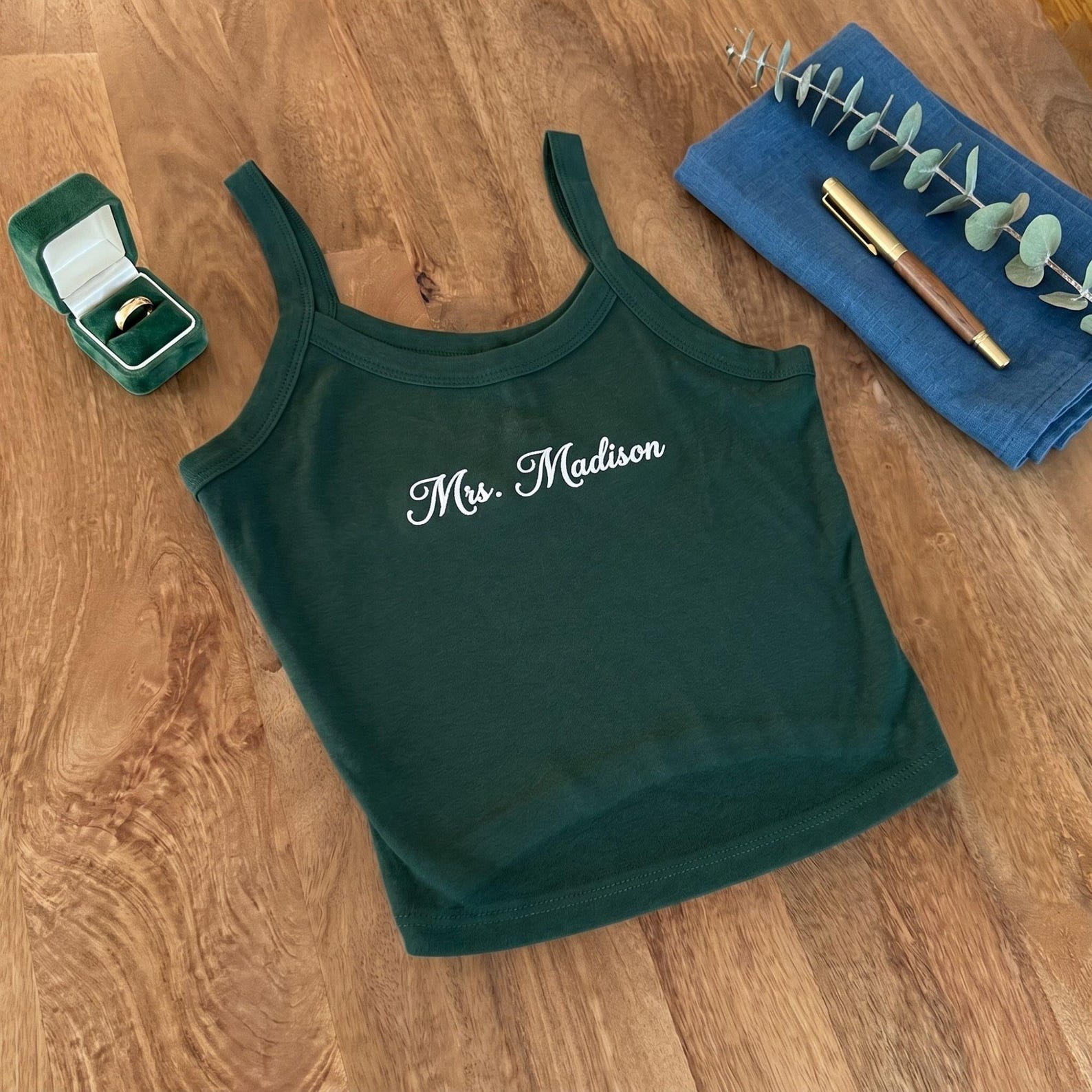 Custom Embroidered Bride Tank Top, Personalized Embroidery Bridesmaid or Maid of Honor Crop Tank Top, Bride To Be, Bridal Shower Gift, TNK12