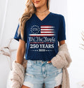 250th America Anniversary Shirt, US 250 Years T-shirt, Patriotic Tee with USA Flag, We The People Shirt, Retro Independence Day Women V-neck