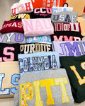 Custom Patchwork Embroidered Sweatshirt, Personalized Varsity Applique Crewneck, Gingham Floral College Style Gift