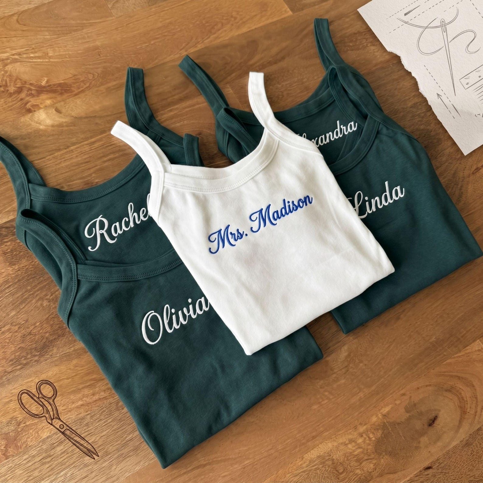 Custom Embroidered Bride Tank Top, Personalized Embroidery Bridesmaid or Maid of Honor Crop Tank Top, Bride To Be, Bridal Shower Gift, TNK12