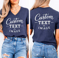 Front And Back Custom Text Vneck Shirt,Custom V-neck Tshirt,Inspired Tee,Custom Text,Front and Back Personalized V-neck Tee, Custom Logo Tee