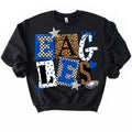 Custom School Spirit Name Shirt with Leopard Checkered Letters, Personalized Spirit Wear Tee