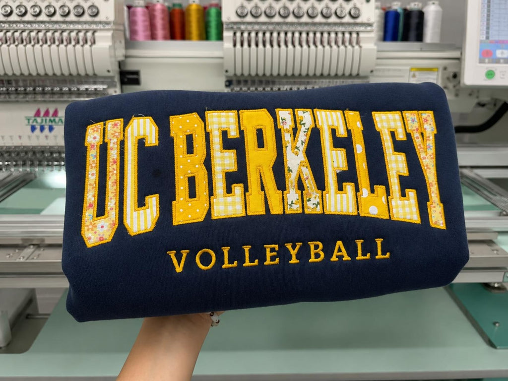 Custom College Applique Sweatshirt, Personalized School Team Crewneck, Patchwork Embroidered Varsity Sweatshirt Gift