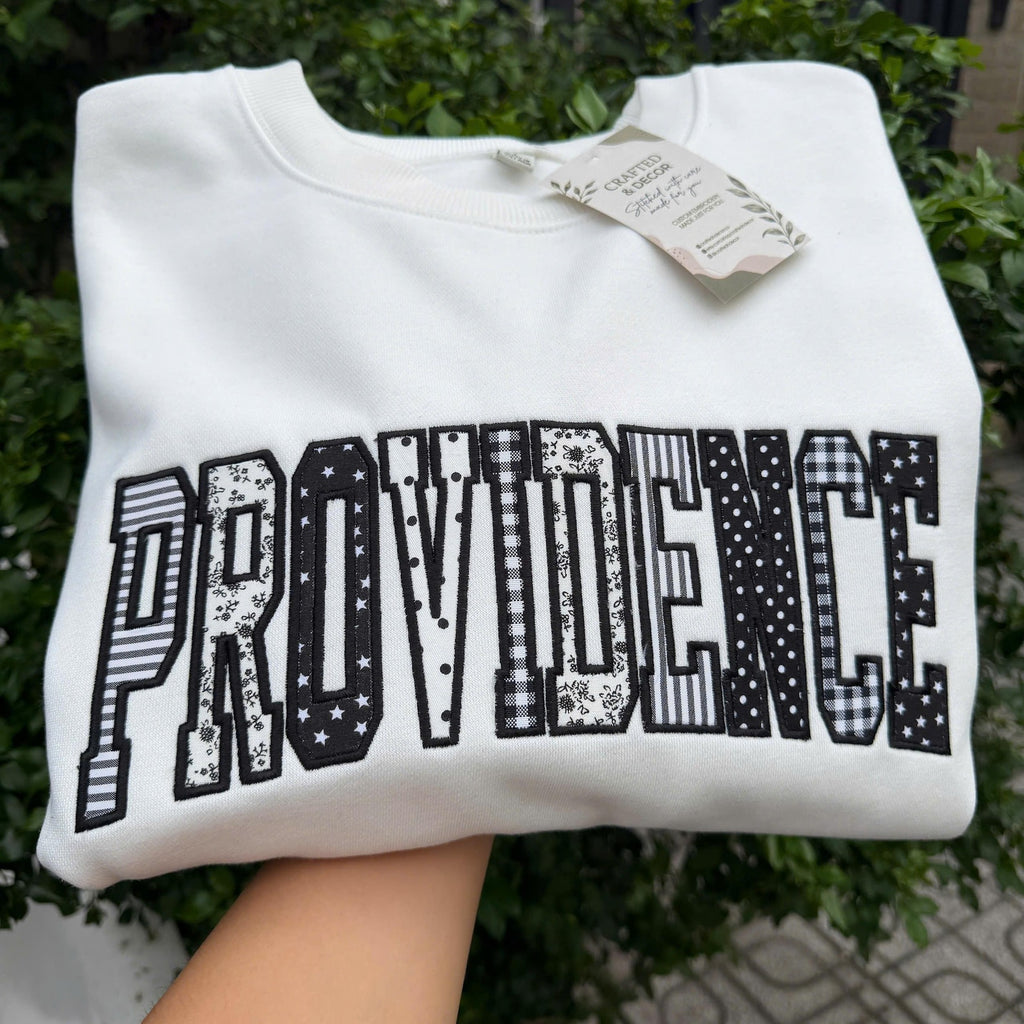 Custom College Applique Sweatshirt, Personalized School Team Crewneck, Patchwork Embroidered Varsity Sweatshirt Gift
