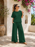 Linen Two Piece Set Women, Wide Leg Pants Set, Linen Lounge Set, Summer Outfit, Resort Wear, Matching Set, Boho Clothing
