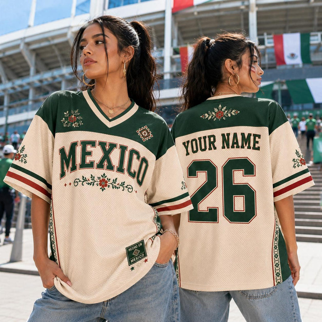 Personalized Soccer Jersey, Custom Name Mexico V Neck Jersey, Mexico Football Jersey, Mexico Football Shirt, Mexico Fan Gift