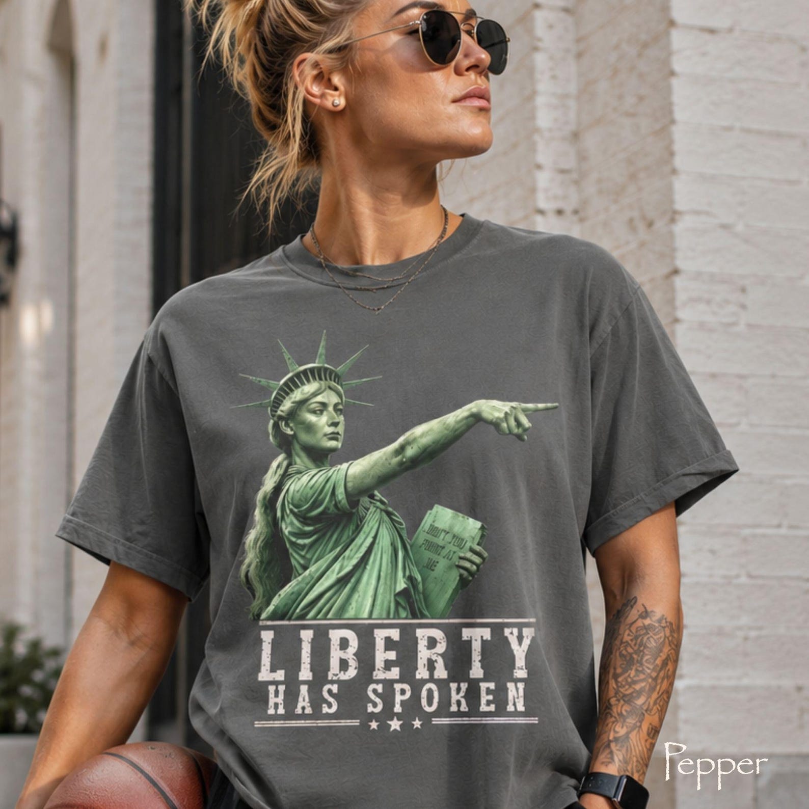 Funny Sports TeeBasketball Point God, Don't Point At Me Tee, Patriotic Satire Top, Lady Liberty T-Shirt