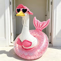 Pink Mermaid Pool Float Porch Goose Outfit | Funny Summer Garden Decor, Patio Yard Display Gift