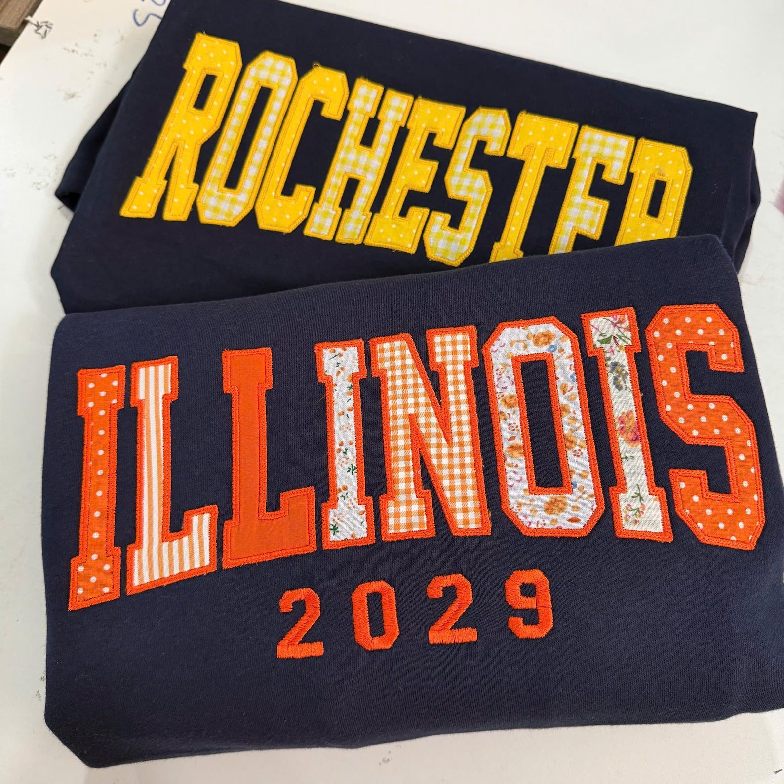 Custom College Applique Sweatshirt, Personalized School Team Crewneck, Patchwork Embroidered Varsity Sweatshirt Gift